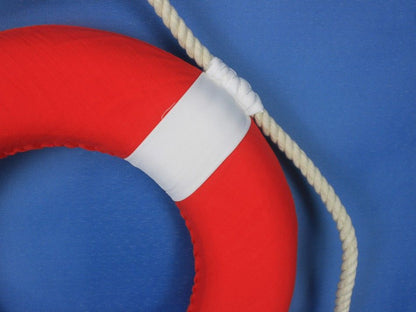 Vibrant Red Decorative Lifering with White Bands 20""
