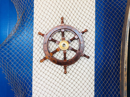 Deluxe Class Wood and Brass Decorative Ship Wheel 12""