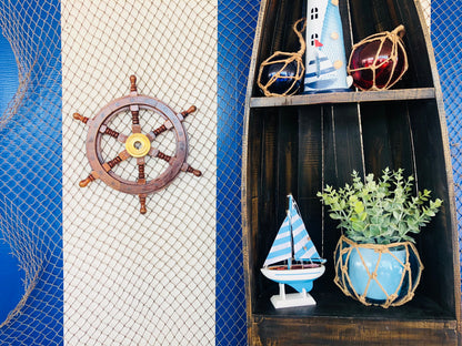 Deluxe Class Wood and Brass Decorative Ship Wheel 12""