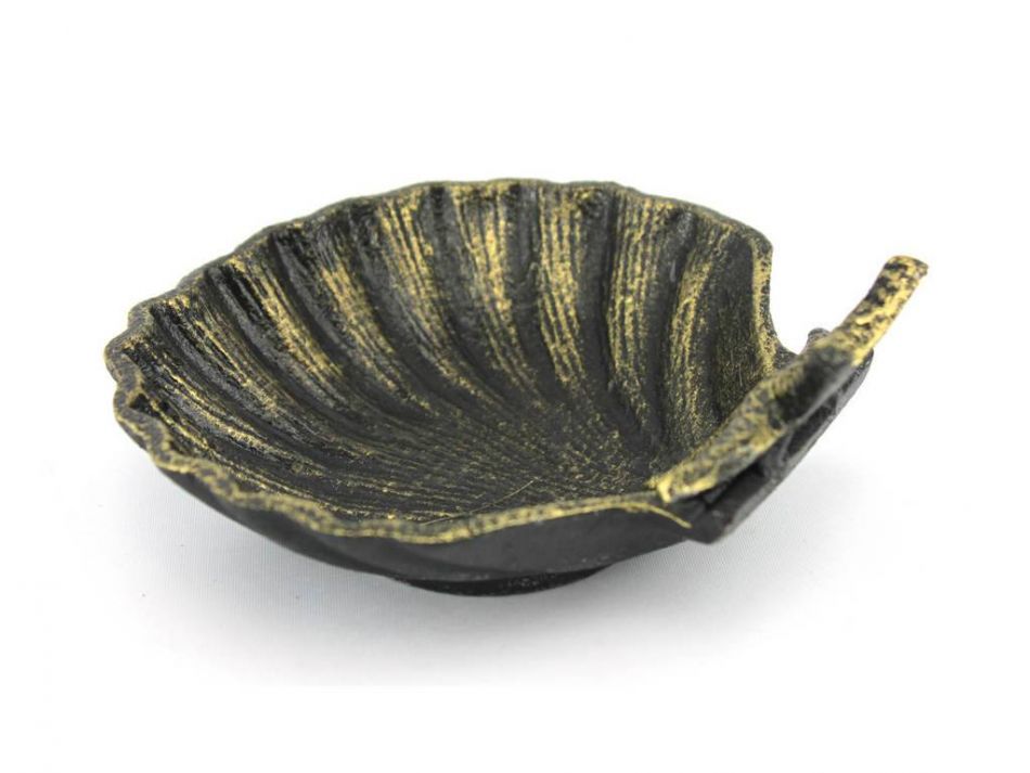 Antique Gold Cast Iron Shell With Starfish Decorative Bowl 6""