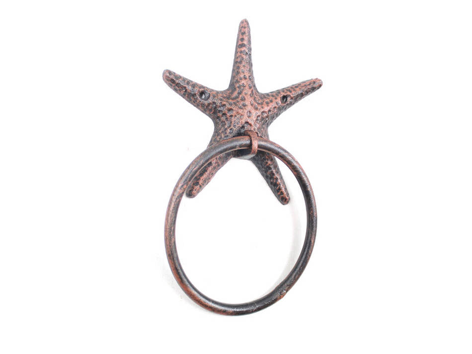 Rustic Copper Cast Iron Starfish Towel Holder 8.5""