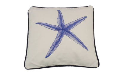 Blue and White Starfish Decorative Throw Pillow 10""