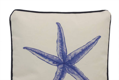 Blue and White Starfish Decorative Throw Pillow 10""