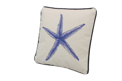 Blue and White Starfish Decorative Throw Pillow 10""