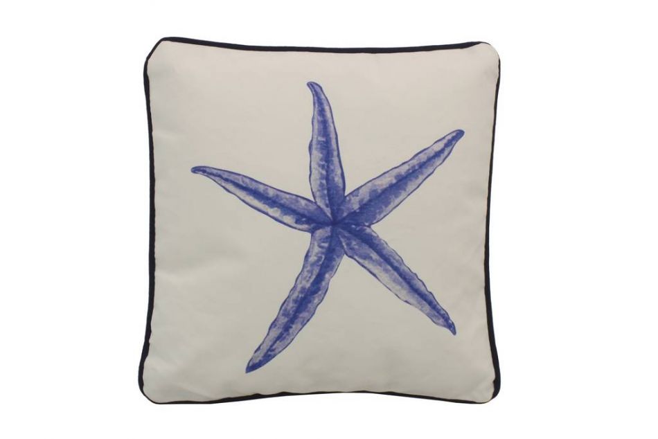 Blue and White Starfish Decorative Throw Pillow 10""