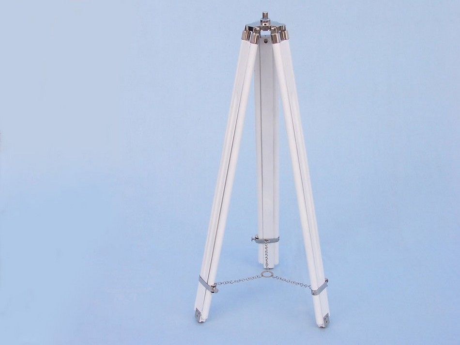 Hampton Collection Chrome with White Leather Griffith Astro Telescope 64""