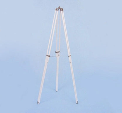 Hampton Collection Chrome with White Leather Griffith Astro Telescope 64""