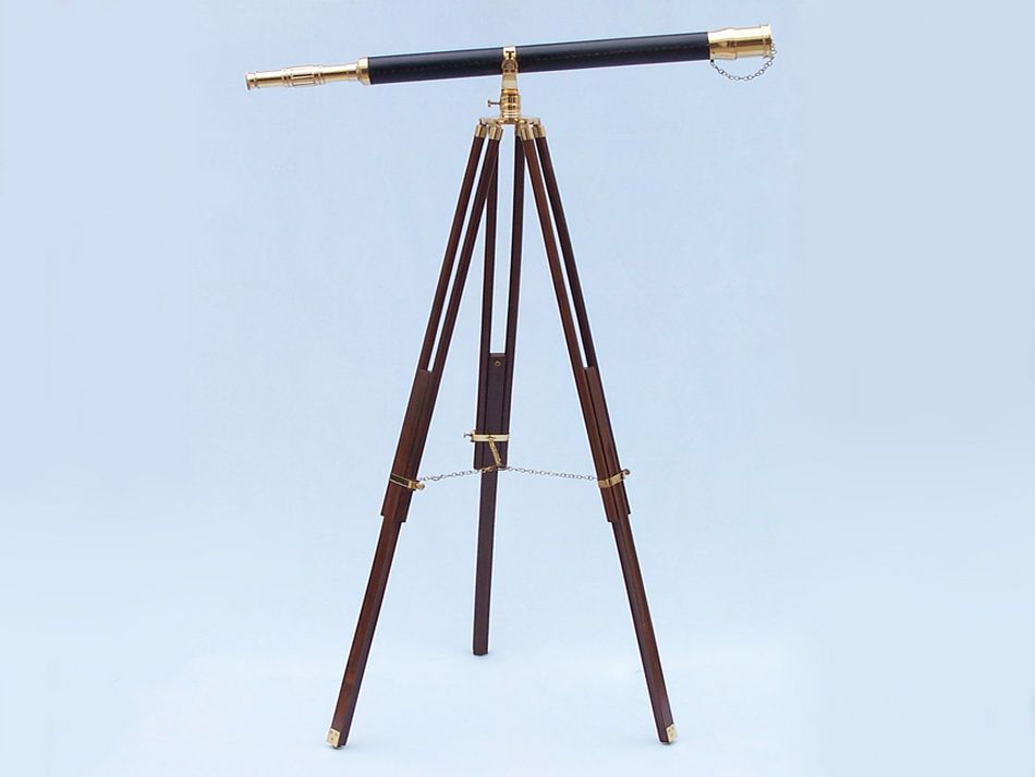 Floor Standing Brass/Leather Galileo Telescope 65""