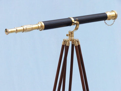 Floor Standing Brass/Leather Galileo Telescope 65""