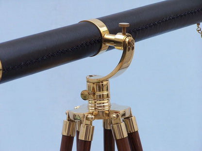 Floor Standing Brass/Leather Galileo Telescope 65""