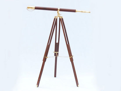 Floor Standing Brass/Wood Galileo Telescope 65""
