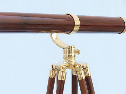 Floor Standing Brass/Wood Galileo Telescope 65""