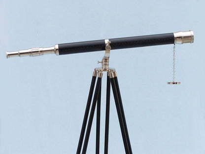 Floor Standing Chrome/Leather Galileo Telescope 65""