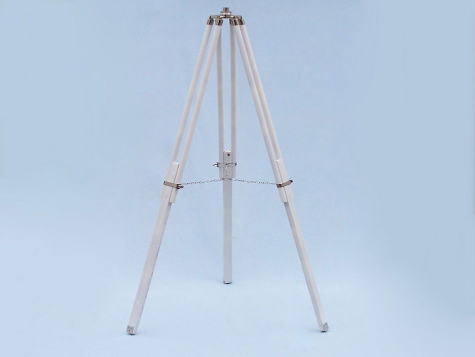 Floor Standing Chrome/White Leather Galileo Telescope 65""
