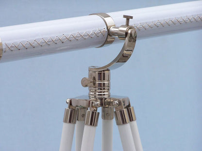 Floor Standing Chrome/White Leather Galileo Telescope 65""