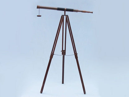 Admirals Floor Standing Antique Copper with Leather Telescope 60""