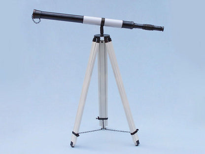 Admirals Floor Standing Oil Rubbed Bronze with White Leather Telescope 60""
