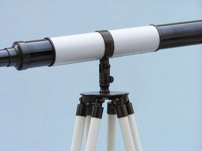 Admirals Floor Standing Oil Rubbed Bronze with White Leather Telescope 60""