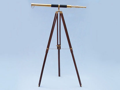 Admirals Floor Standing Brass with Leather Telescope 60""