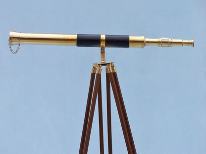 Admirals Floor Standing Brass with Leather Telescope 60""
