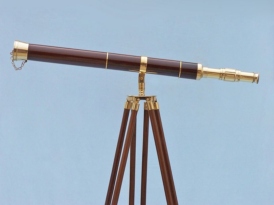 Admirals Floor Standing Brass with Wood Telescope 60""