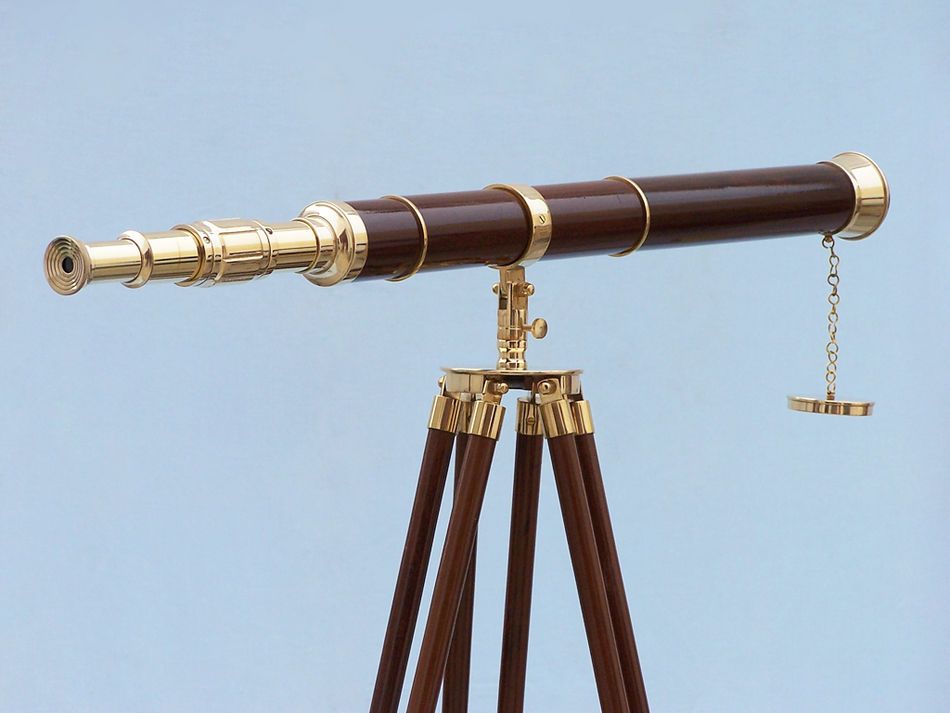 Admirals Floor Standing Brass with Wood Telescope 60""