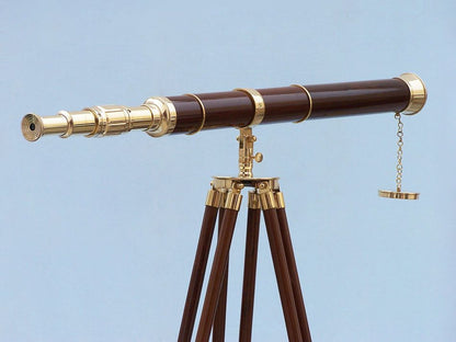 Admirals Floor Standing Brass with Wood Telescope 60""