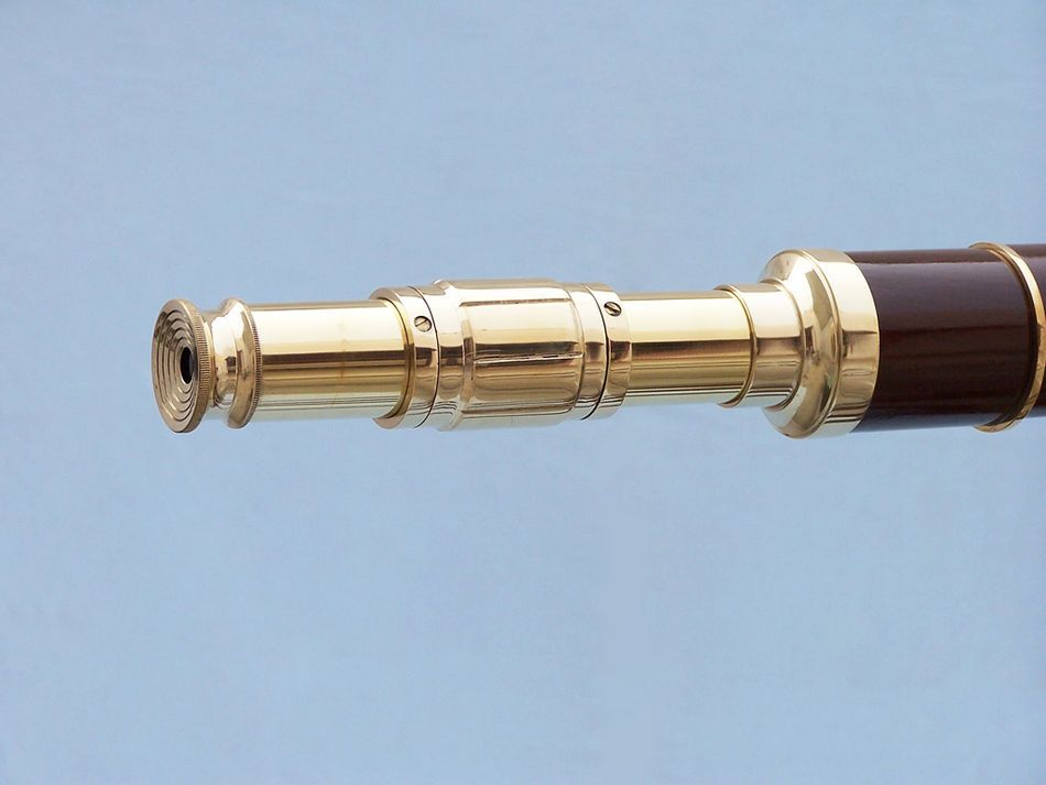 Admirals Floor Standing Brass with Wood Telescope 60""