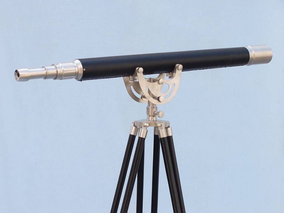 Floor Standing Brushed Nickel With Leather Anchormaster Telescope 65""