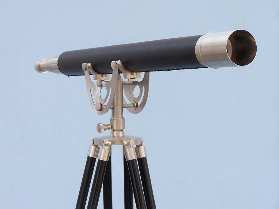Floor Standing Brushed Nickel With Leather Anchormaster Telescope 65""