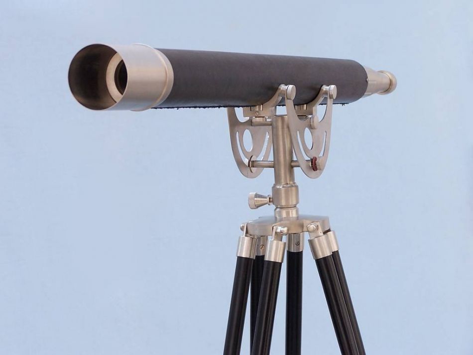 Floor Standing Brushed Nickel With Leather Anchormaster Telescope 65""