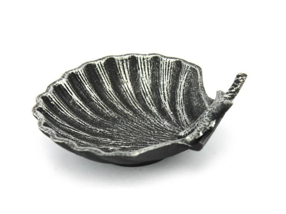 Antique Silver Cast Iron Shell With Starfish Decorative Bowl 6""