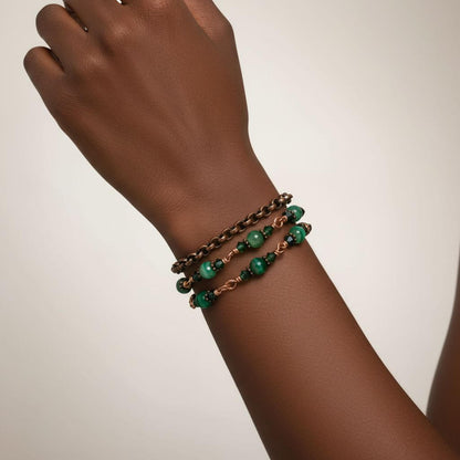 24 Inches Emerald Agate Wire Wrapped Necklace or Triple Wrap Bracelet