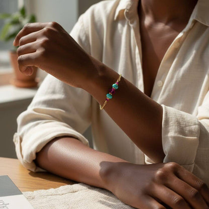 Handmade Gold Filled Pink Turquoise Gemstone Bracelet