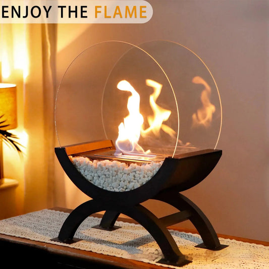 Black Arch Semicircle Fireplace Lamp for Home Heating