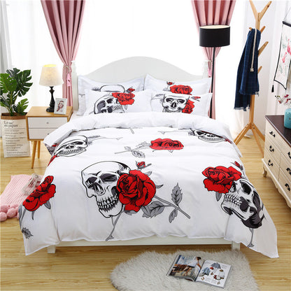 3D Printing European And American Style Skull Four-piece Three-piece Quilt Cover