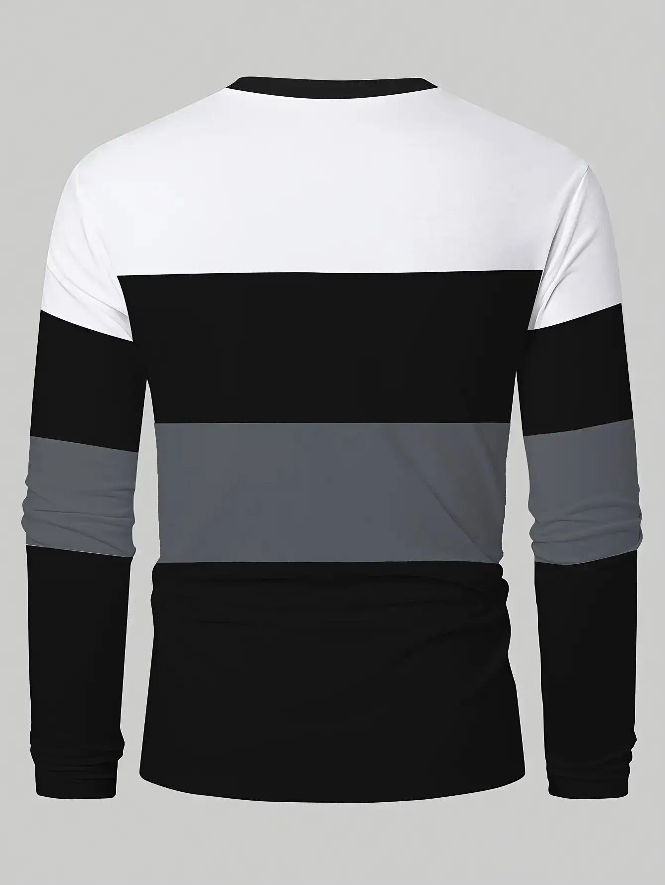 Men's & Teens Long Sleeve T-Shirt with Full-Body Striped Print - Black & White All-Season Casual Crew Neck Shirt, Suitable for Dad Gifts, Christmas Presents, Year-Round Wear - Machine Washable Digital Print Underwear