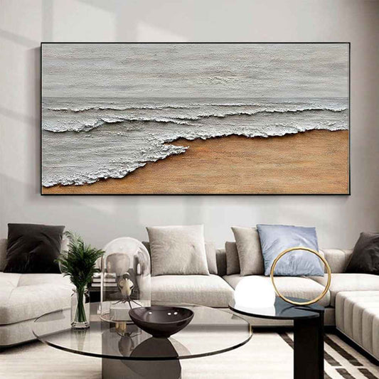 Nordic Hand-painted Oil Painting On Canvas Abstract Textured Seaside Landscape Wall Art Decoration For Home Living Room Office Decor Mural