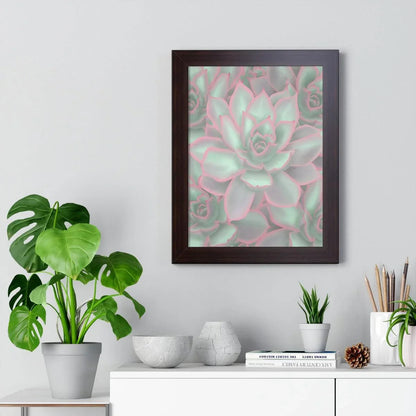 Echeveria Violet Queen Succulent Pattern Framed Print – Botanical Wall Art