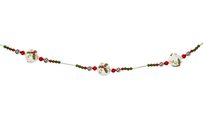 Holly Ball Glass Garland - 72 Inches