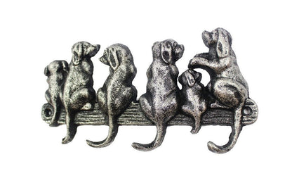 Rustic Silver Cast Iron Dog Wall Hooks 8""