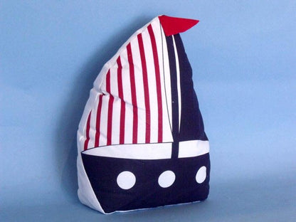 Patriotic Blue with Red Stripe Sailboat Door Stopper 10""