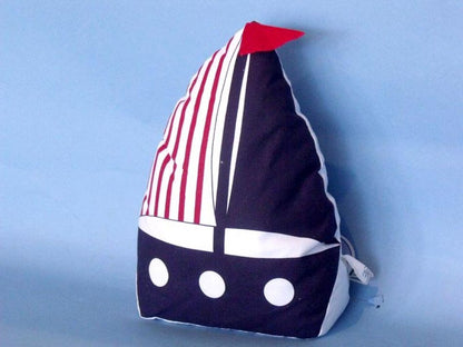 Patriotic Blue with Red Stripe Sailboat Door Stopper 10""