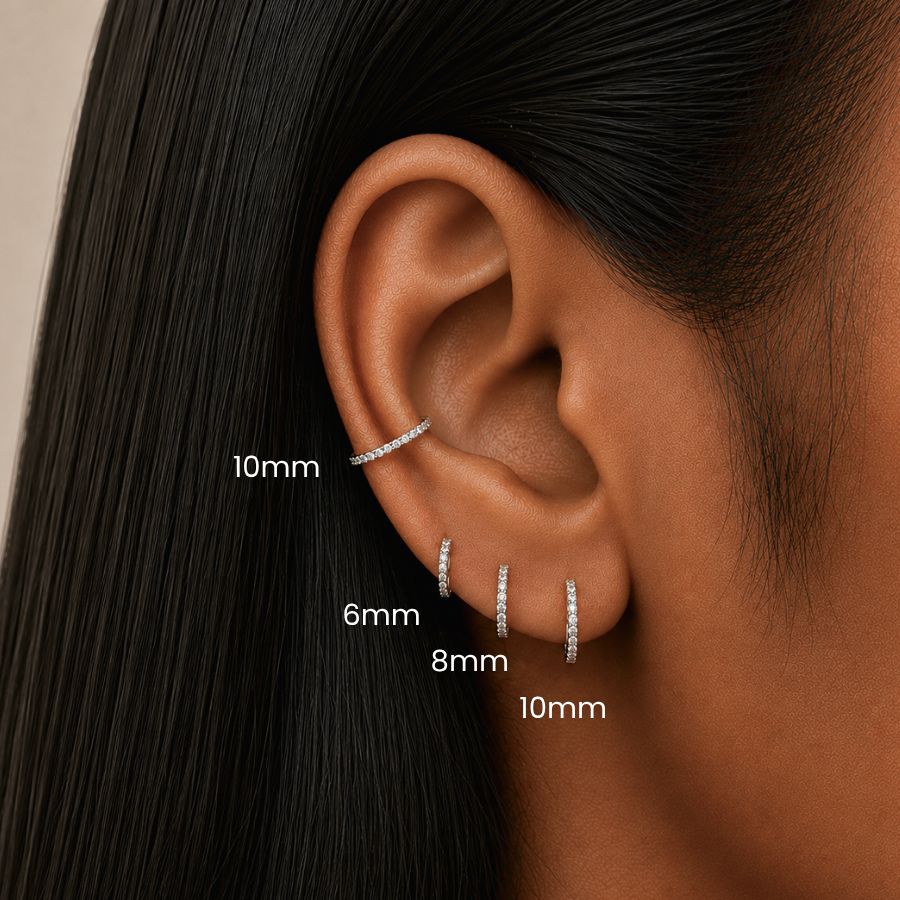 Classic CZ Clicker 6mm Titanium Hinged Hoop Earring