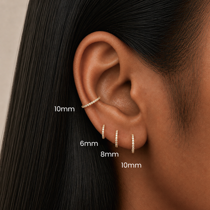 Classic CZ Clicker 6mm Titanium PVD Gold Hinged Nap Hoop Earring