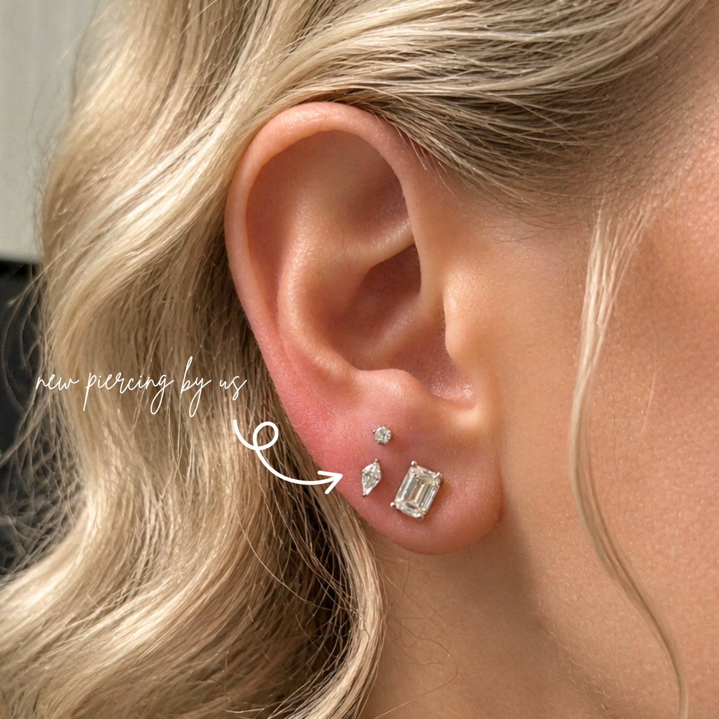 Kite Shaped CZ Threadless Labret Titanium PVD Gold Flat Back Earring