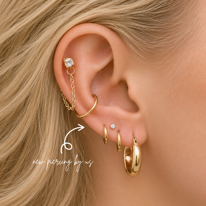 14K Solid Gold 2mm White CZ Threadless Labret Flat Back Earring
