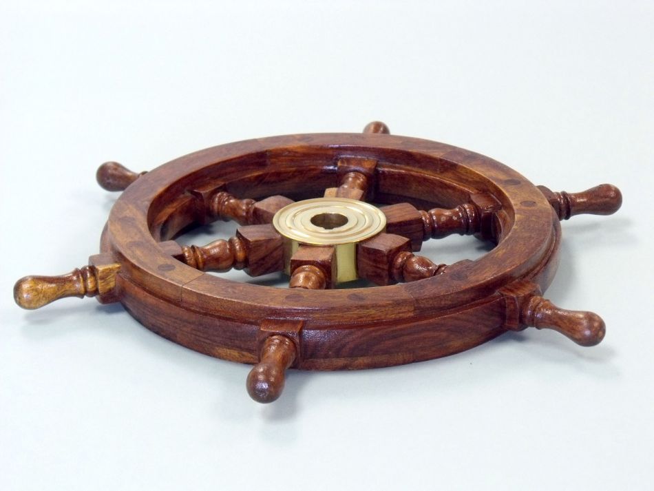 Deluxe Class Wood and Brass Decorative Ship Wheel 15""