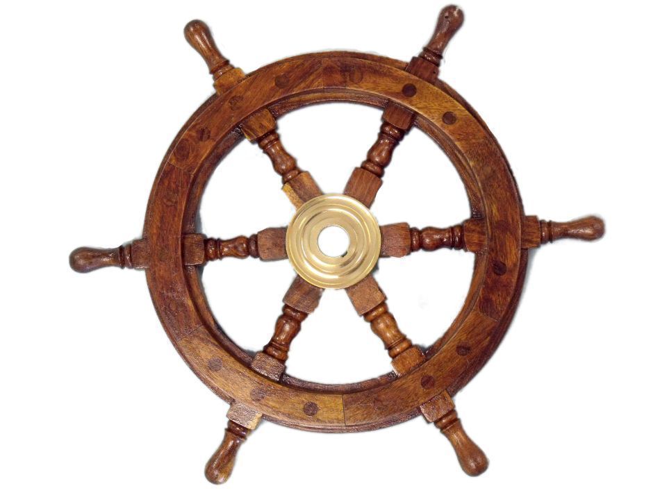 Deluxe Class Wood and Brass Decorative Ship Wheel 15""