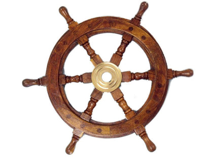 Deluxe Class Wood and Brass Decorative Ship Wheel 15""